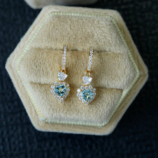 Natural Aquamarine Hearts Earrings 6435