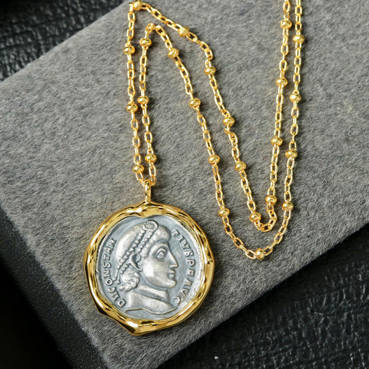 Greek Coin Wavy Necklace 6444