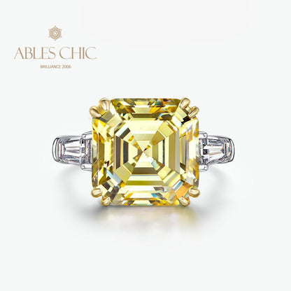 Asscher Yellow Citrine Wedding Ring R0864