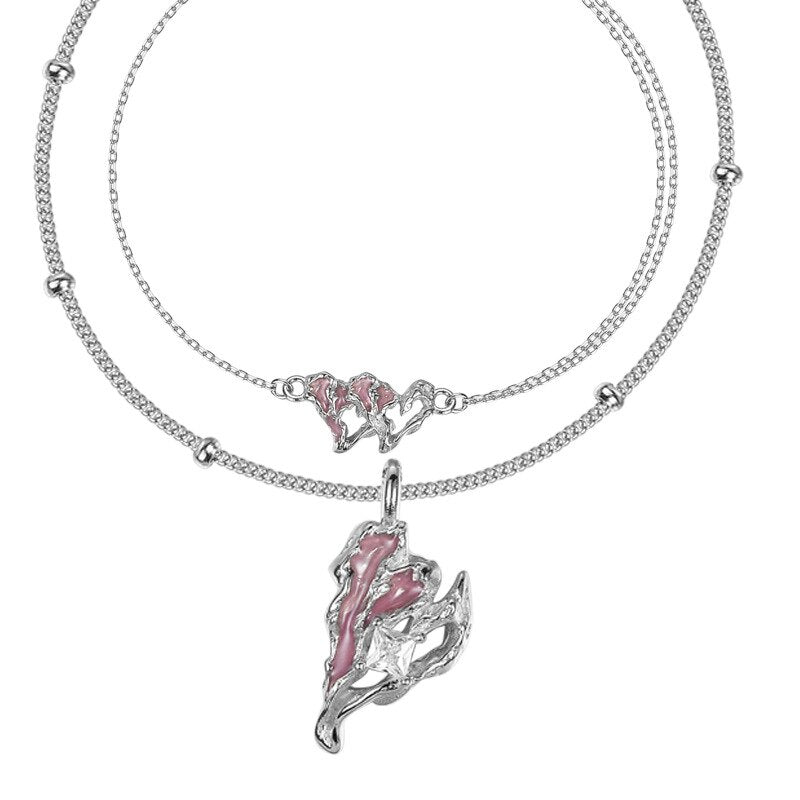 Scrunched Heart Pink Enamel Bracelet B1003