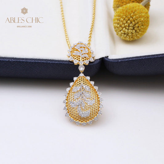 Lacy Filigree Floral Necklace 5340