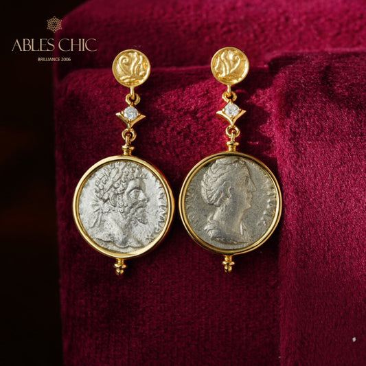 Roman Emperor Lira Medallion Earrings
