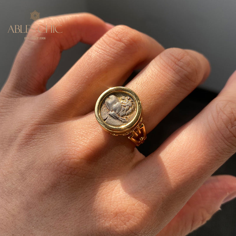 Roman Lion Coin Ring