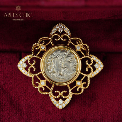 Hercules Coin Filigree Pendant Only