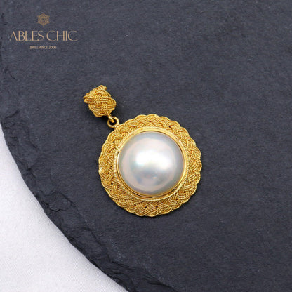 Solitaire Mabe Pearl Braided Pendant 5939