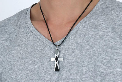 White Tungsten Cross Pendant Lord's Prayer Necklace For Men Women Wholesale - Ables Mall
