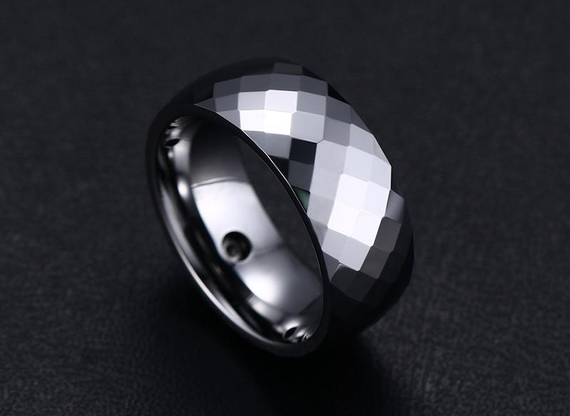 White Tungsten Engagement Band Small Facets Solitaire Stone Ring Wholesale 8mm - Ables Mall
