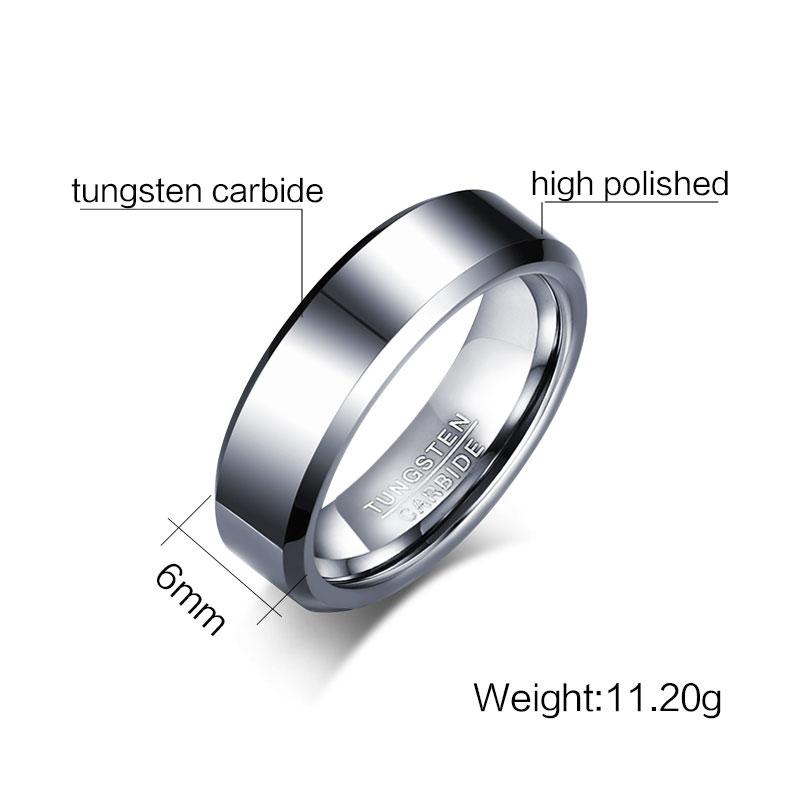 Black Tungsten Plain Flat Engagement Band Beveled Ring Wholesale 6mm - Ables Mall