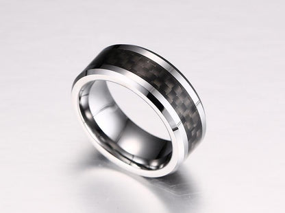 Carbon Fiber Inlay Tungsten Engagement Band Men's Ring Wholesale 8mm - Ables Mall
