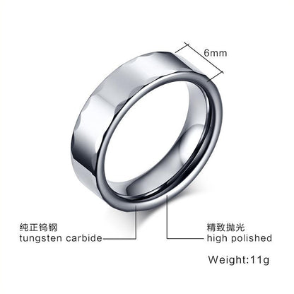 White Tungsten Patterned Rims Engagement Ring Wedding Band Wholesale 6mm - Ables Mall
