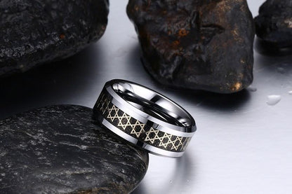 White Tungsten Hexagram Engagement Band Graphite Ring Wholesale 8mm - Ables Mall