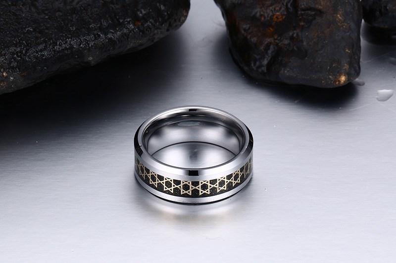 White Tungsten Hexagram Engagement Band Graphite Ring Wholesale 8mm - Ables Mall