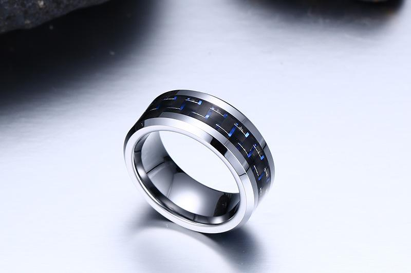White Tungsten Blue Graphite Inlay Engagement Band Wholesale 8mm - Ables Mall