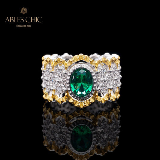 Emerald Lacy Floral Ring 6071