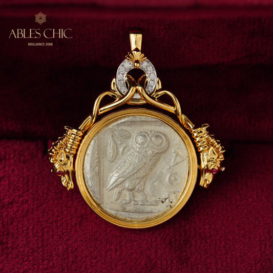 Athena Owl Flip Medallion Pendant Only