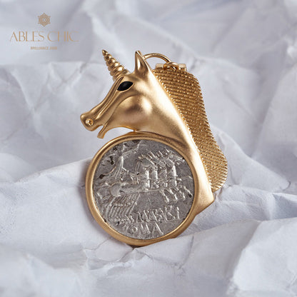 Roman Unicorn Coin Pendant Only