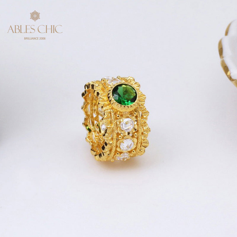 Floral Filigree Emerald Ring 5077