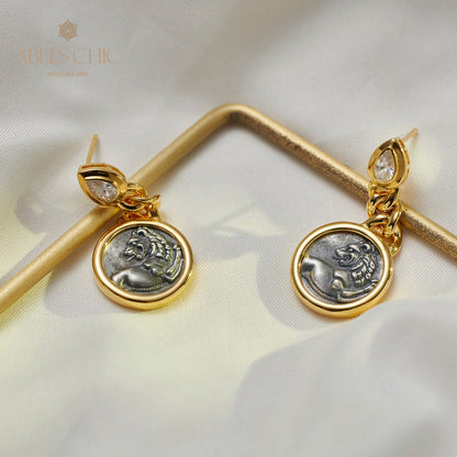 Roman Lion Coins Earrings 5980